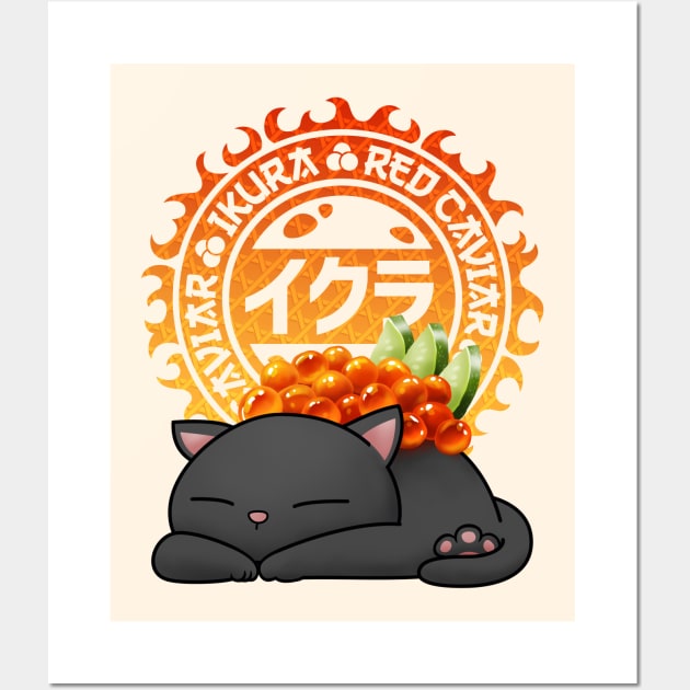 Chubby Cat Ikura Sushi Wall Art by Takeda_Art